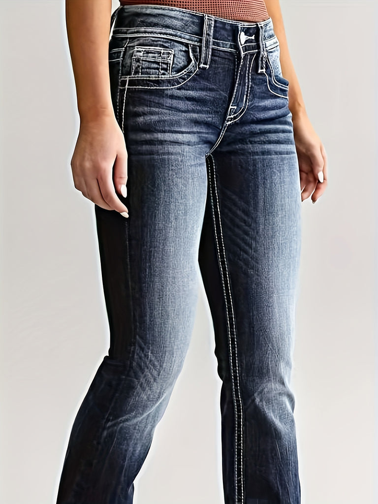 Chic Skinny-Fit Flare Leg Jeans - High-Stretch & Easy Care, Low-Waist, Versatile Denim for Women's Weekend Casual Furdela