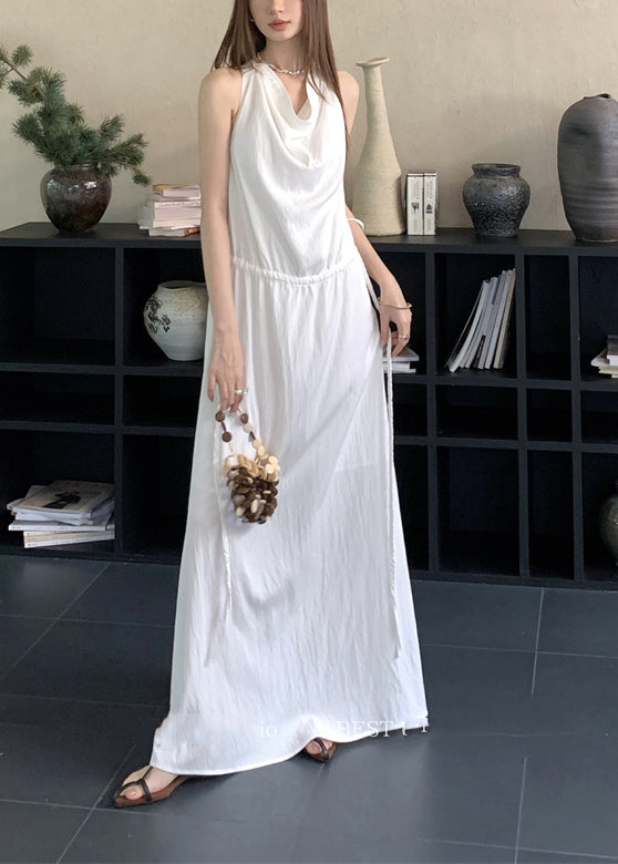 Stylish Brick Red Drawstring Cotton Dresses Sleeveless EE006 shopify