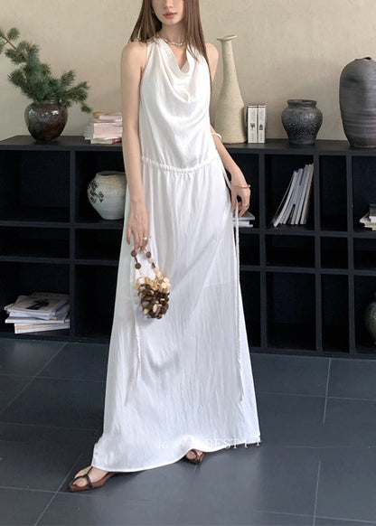 Stylish Brick Red Drawstring Cotton Dresses Sleeveless EE006 shopify