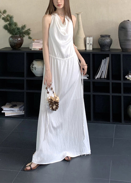 Stylish Brick Red Drawstring Cotton Dresses Sleeveless EE006 shopify