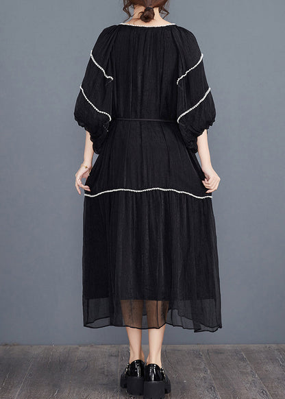 Bohemian Black Nail Bead Long Dresses Half Sleeve AJ1022 shopify