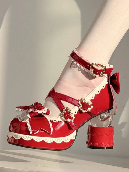 High-heel Red - Straps Crossed Mary Sweet Janes Lolita FashionChic