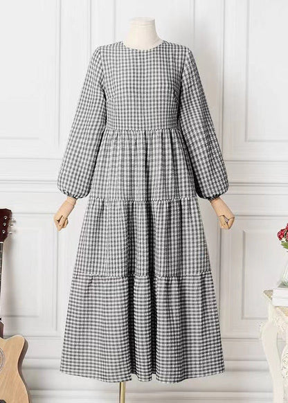 Cotton Dresses Simple Plaid Spring Maxi Green FashionChic