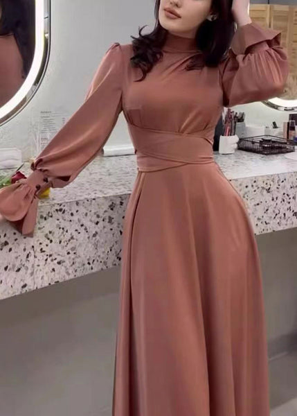 2025 Dress Elegant Silk Cinching Waist Autumn Long FashionChic