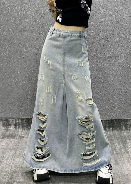 Chic Light Blue Pockets High Waist Denim Skirt Summer EE014 shopify