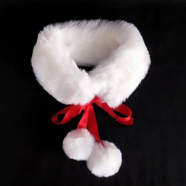 5 Pompon Charm White Colors with Scarf FashionChic