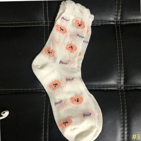 Pattern Ruffled Cotton Kitty/Bunny/Puppy 5 Options Socks Cuff Cute FashionChic