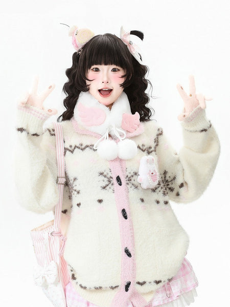 Practical with Daily Cardigan Pockets Kawaii Pink/Red FashionChic