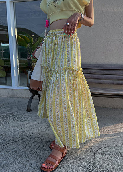 Skirt Spring Ruffled Cotton French Print Purple FashionChic