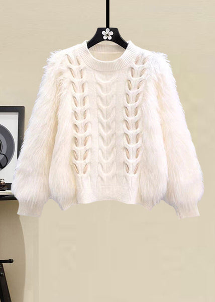 Style Apricot O Neck Sweaters And Skirts Knit Two Pieces Set Fall WV021 ABC