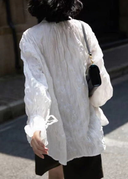 Simple Black Peter Pan Collar Cinched Button UPF 50+ Shirt Long Sleeve EE018 shopify