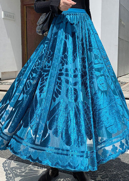 Blue Jacquard Velour pleated skirt Winter AJ1010 shopify