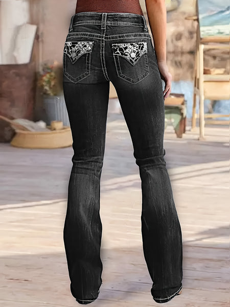 Chic Skinny-Fit Flare Leg Jeans - High-Stretch & Easy Care, Low-Waist, Versatile Denim for Women's Weekend Casual Furdela