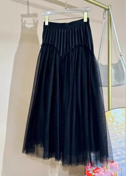 Loose Khaki Ruffled Side Open Tulle Skirt Spring RV018 ABC