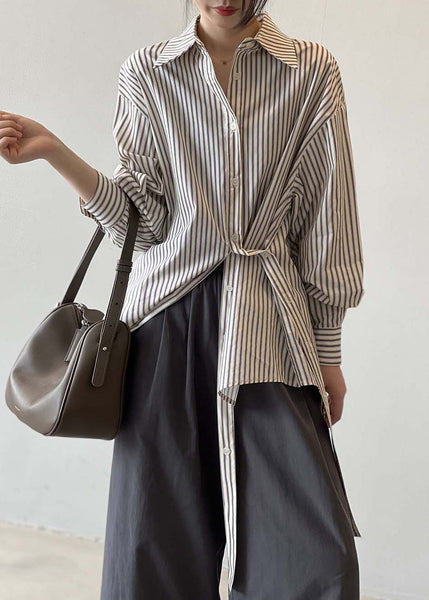 Pan Cotton Collar Fall Striped Peter French Shirt Button FashionChic