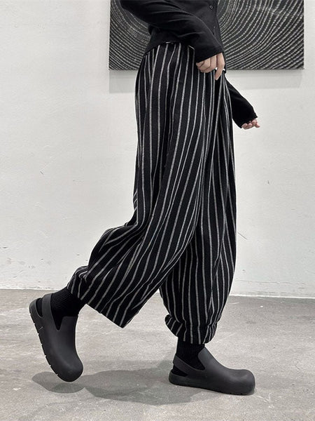Split-Joint Cool Pattern High-Waisted Striped Pants Harem FashionChic