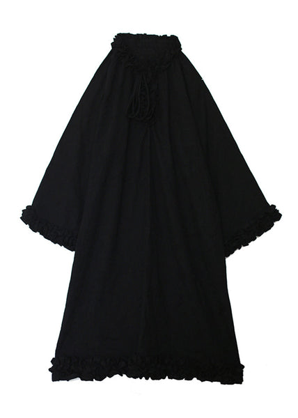 Design Black Ruffled Dress Original Cotton Patchwork Spring FashionChic