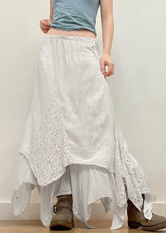 Bohemian White Asymmetrical Lace Patchwork Skirts Summer QC034 shopify