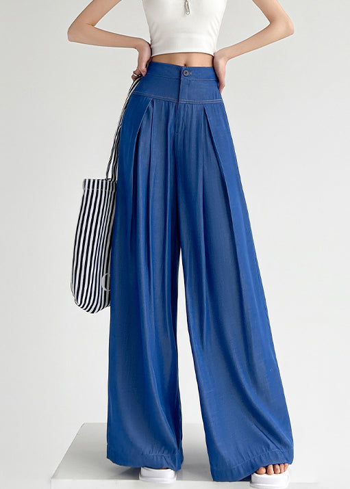 Light Blue Button Denim Wide Leg Pants High Waist NN023 shopify