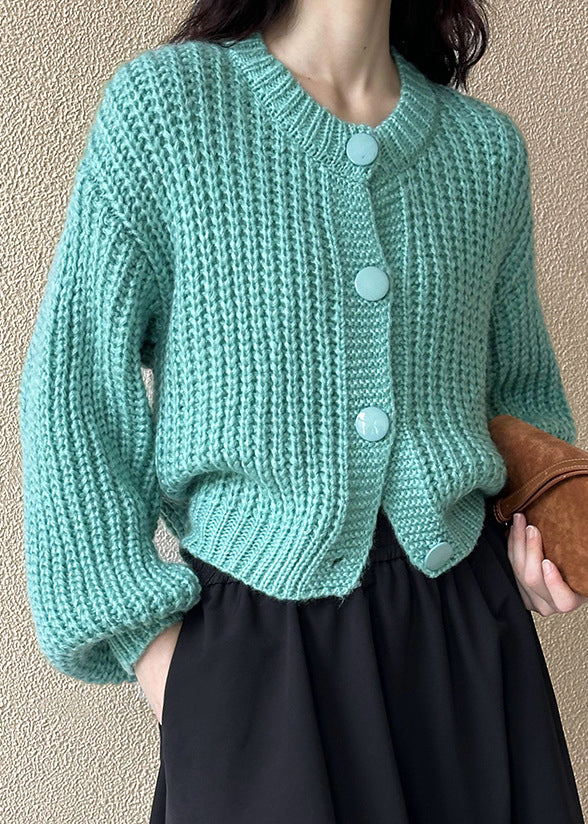 Simple Blue Button Cozy Cotton Knit Cardigan Long Sleeve AF1066 HS-NCT240914