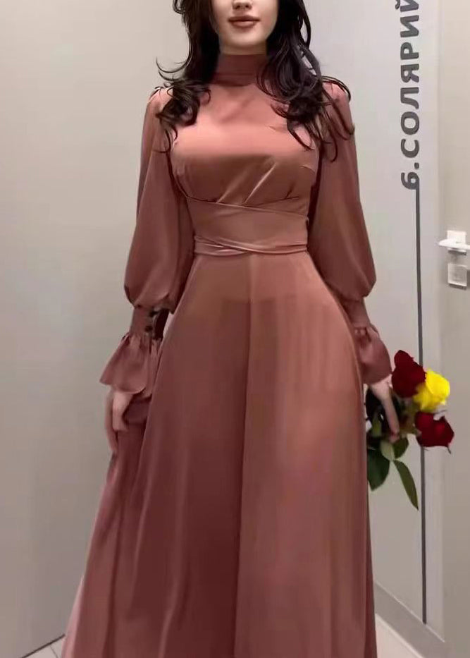 2025 Dress Elegant Silk Cinching Waist Autumn Long FashionChic