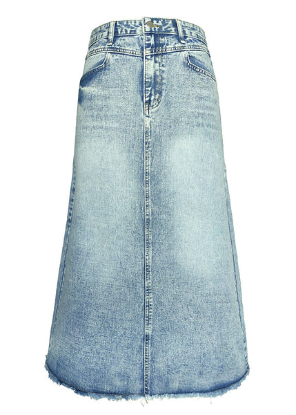 Art Blue Pockets Tasseled High Waist Denim Skirt Summer TT1025 shopify