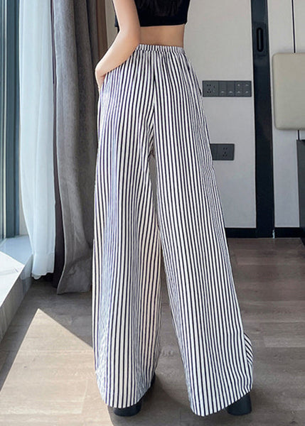 New White Striped Pockets High Waist Cotton Pants Summer NN011 shopify
