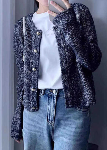 Women Grey O Neck Button Cozy Wool Knit Cardigans Fall QX023 shopify