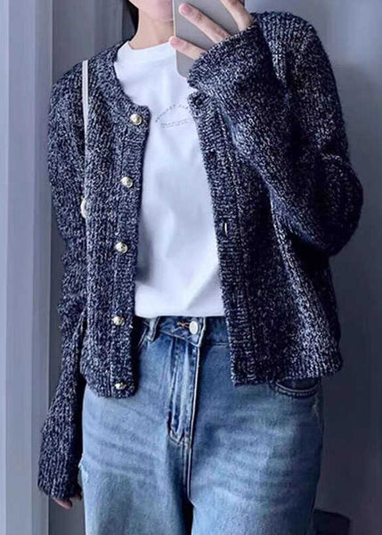 Women Grey O Neck Button Cozy Wool Knit Cardigans Fall QX023 shopify