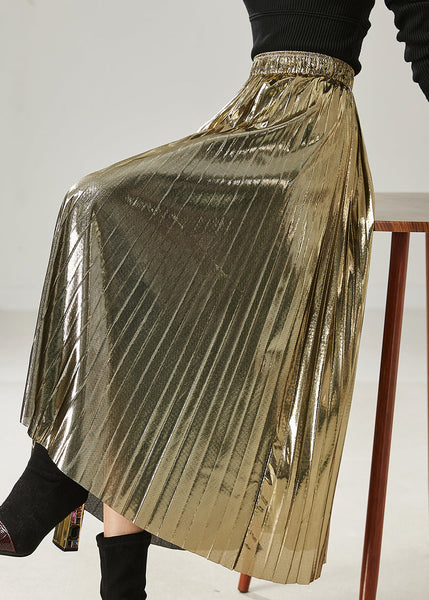 Italian Champagne Exra Large Hem Pleated Skirt Summer AZ1017 shopify