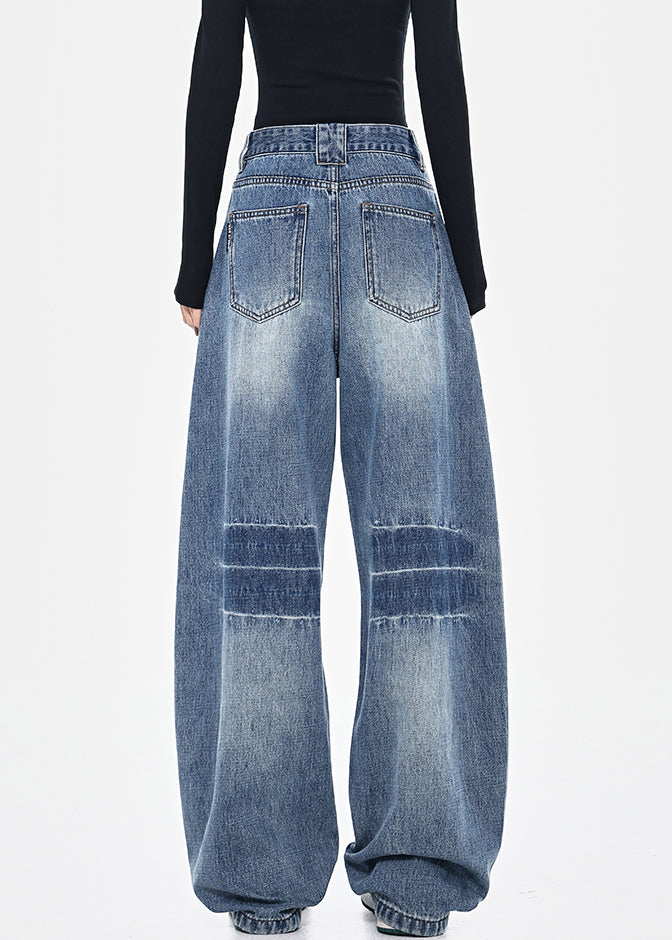 Pants Fashion Pockets High Spring Blue Patchwork Waist Denim FashionChic