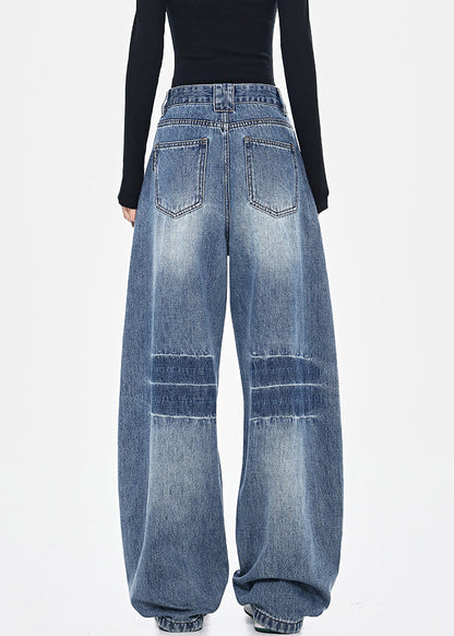 Pants Fashion Pockets High Spring Blue Patchwork Waist Denim FashionChic