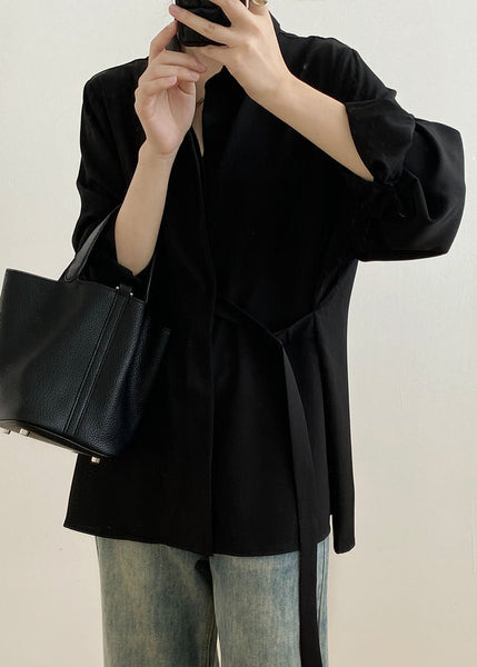 Bohemian Caramel Peter Pan Collar Cinched Shirt Spring TT1031 shopify