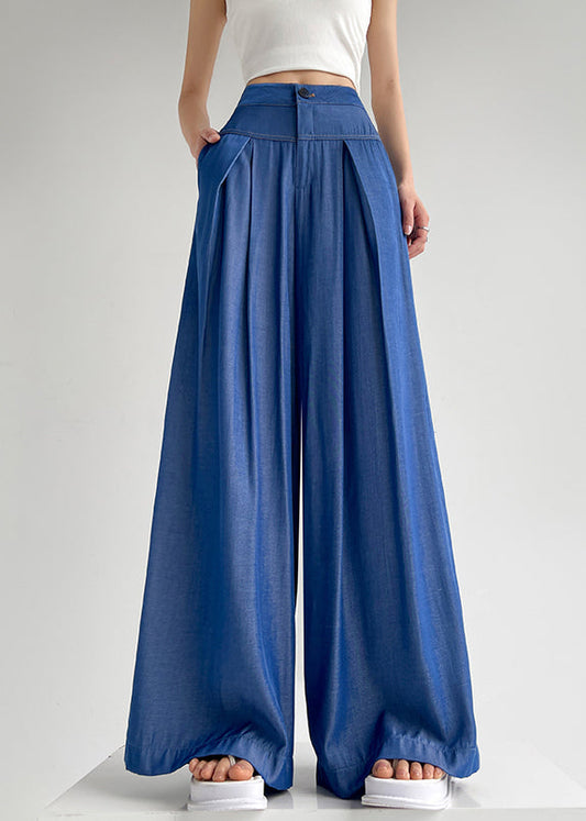 Light Blue Button Denim Wide Leg Pants High Waist NN023 shopify