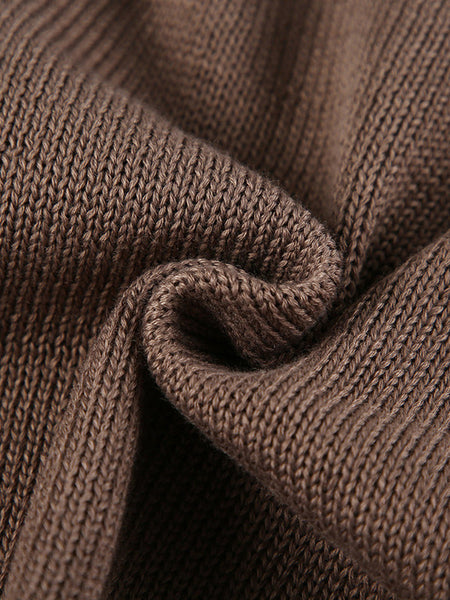Vintage Brown Round-Neck Back Cross Hollow Lace-Up Long Bell Sleeve Sweater AN1039 Genistyle Shop
