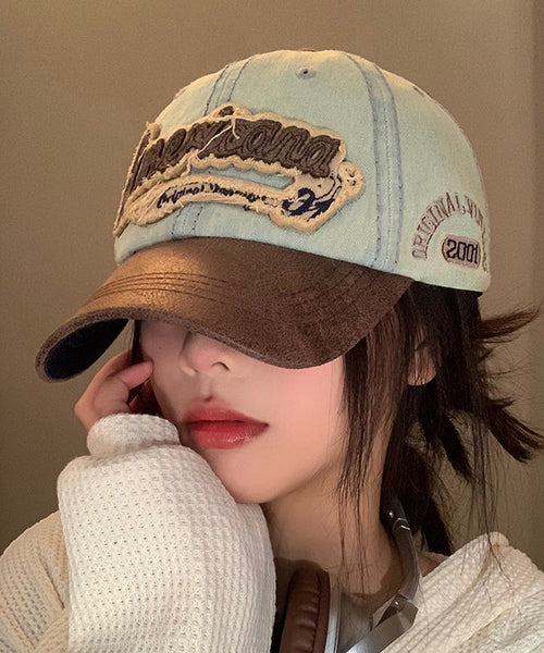 Embroideried Cap Denim American Hat Blue Baseball Style FashionChic