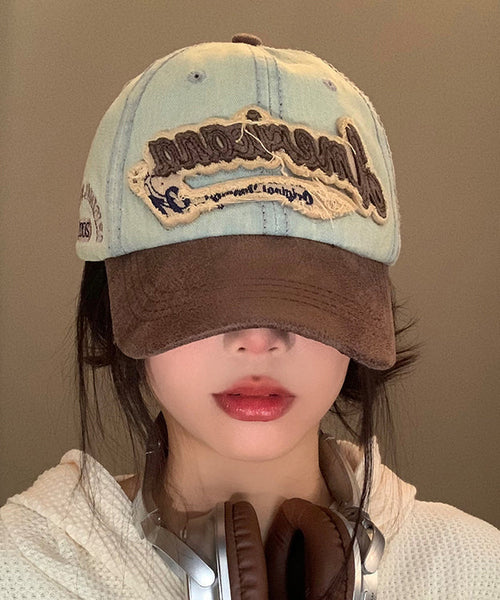 Embroideried Cap Denim American Hat Blue Baseball Style FashionChic