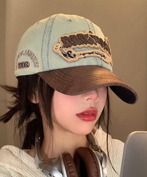 Embroideried Cap Denim American Hat Blue Baseball Style FashionChic