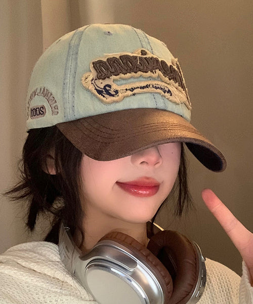 Embroideried Cap Denim American Hat Blue Baseball Style FashionChic