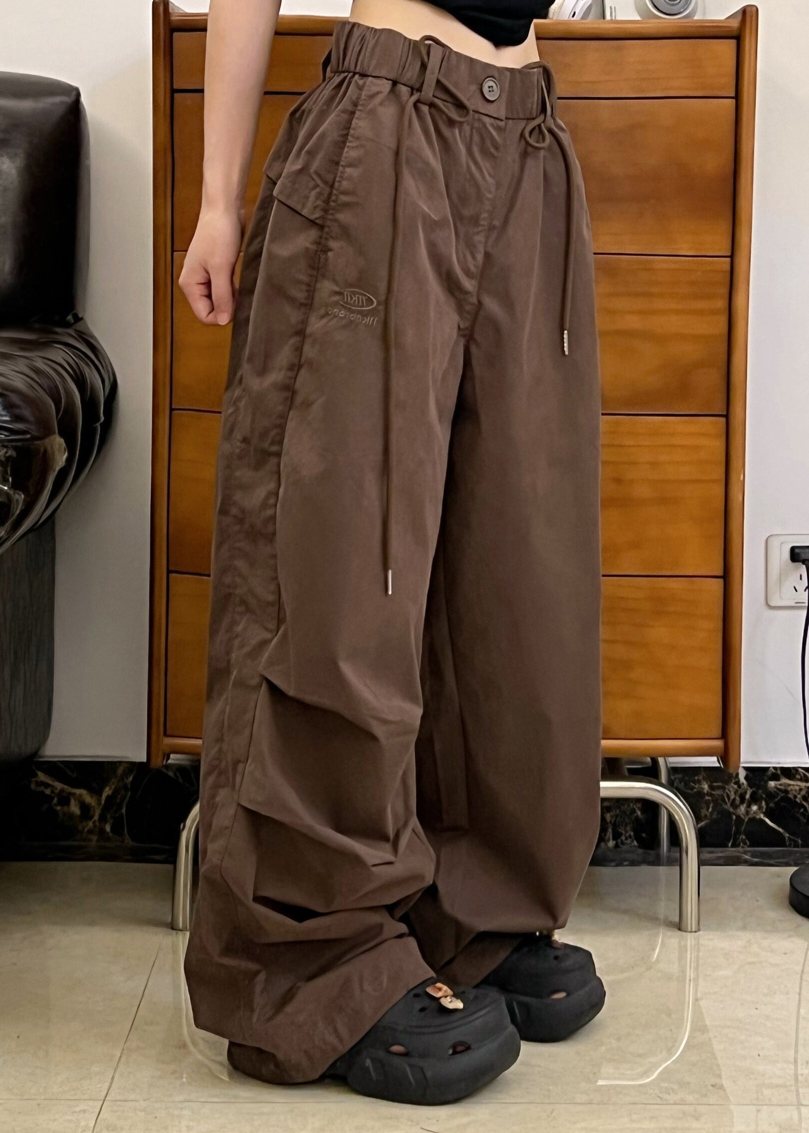 American Style Brown Pockets Wrinkled Cotton Pants Fall WP026 NZ-LPTS241107