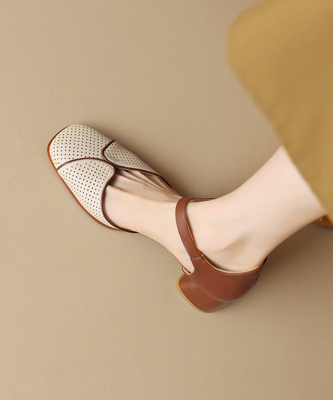 Apricot Boutique Cowhide Leather Sandals Splicing Buckle Strap OI004 shoe-LX240801
