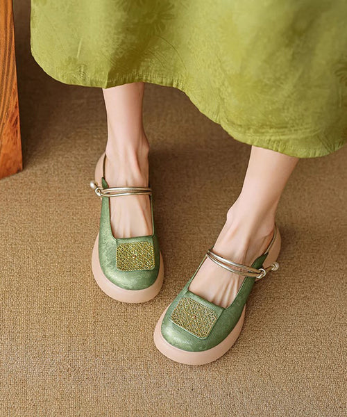 Faux Sandals Splicing Heel Leather Chunky Apricot Slide New FashionChic