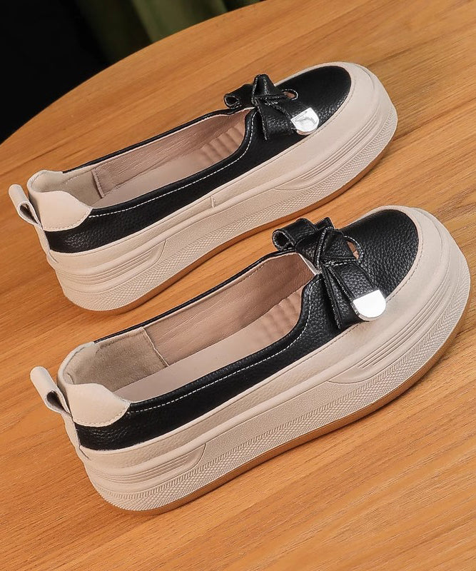 Bow Comfortable Splicing Casual Shoes Apricot Platform FashionChic