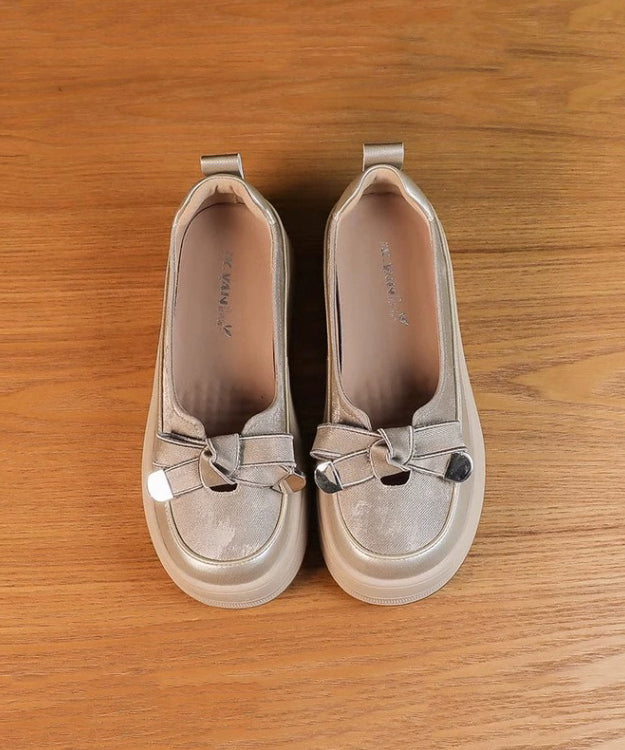 Bow Comfortable Splicing Casual Shoes Apricot Platform FashionChic