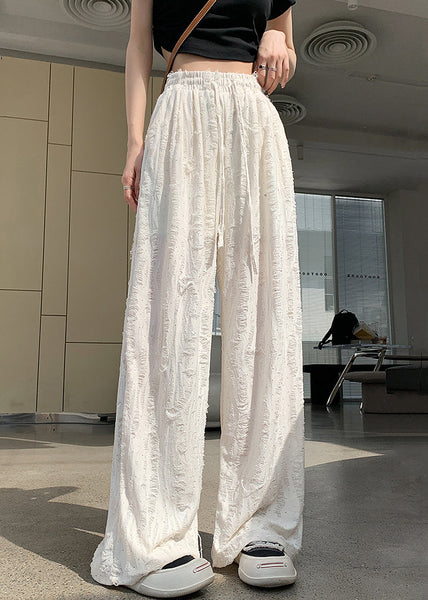 Apricot Hole Pockets Summer Pants Elastic Waist AB1046 Genistyle Shop