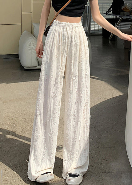 Apricot Hole Pockets Summer Pants Elastic Waist AB1046 Genistyle Shop