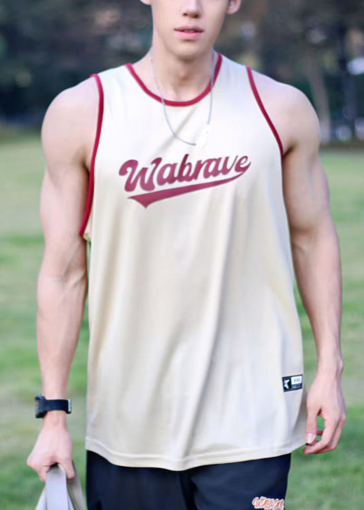 Cotton Apricot Letter Loose O Tank Neck Summer FashionChic