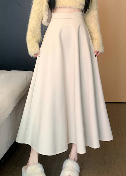 Apricot Loose Versatile Elastic Waist Wrinkled Skirts Spring QQ1013 Ada Fashion