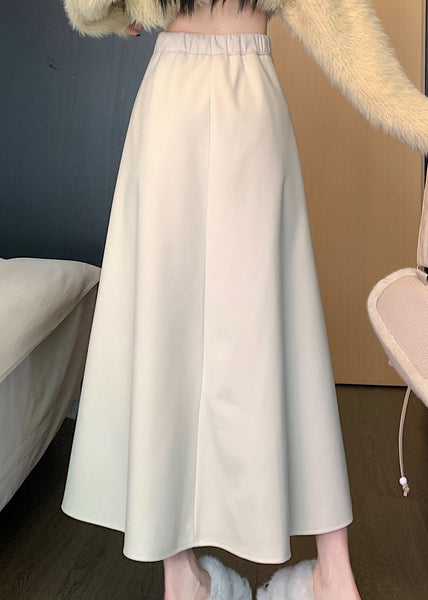 Apricot Loose Versatile Elastic Waist Wrinkled Skirts Spring QQ1013 Ada Fashion