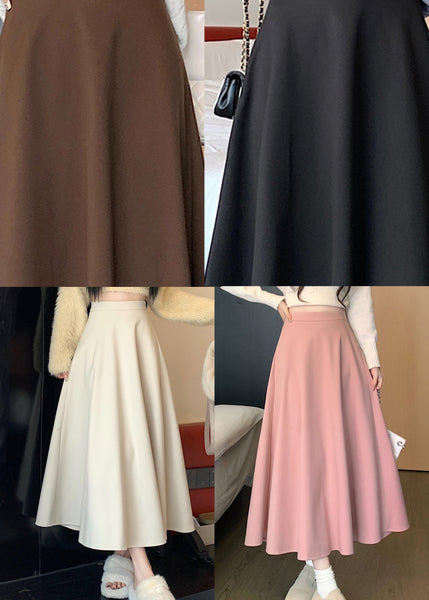 Apricot Loose Versatile Elastic Waist Wrinkled Skirts Spring QQ1013 Ada Fashion